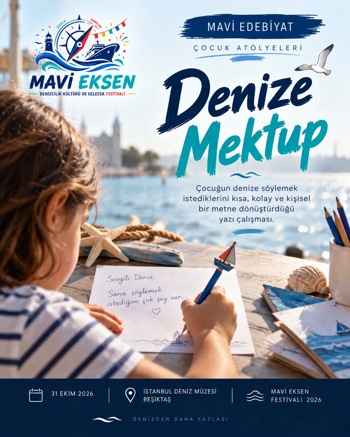 Harita, gemi ve deniz anlatılarını buluşturan temsilî Mavi Edebiyat görseli