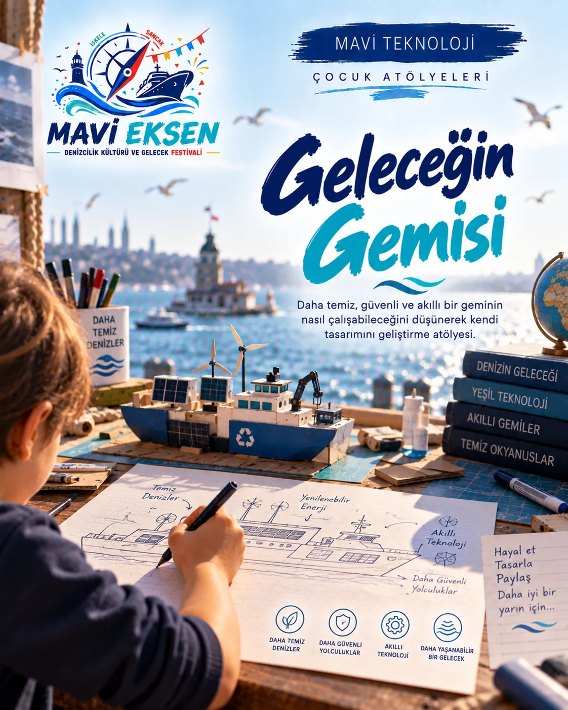 Yeni nesil gemi ve sualtı teknolojilerini anlatan temsilî Mavi Teknoloji görseli