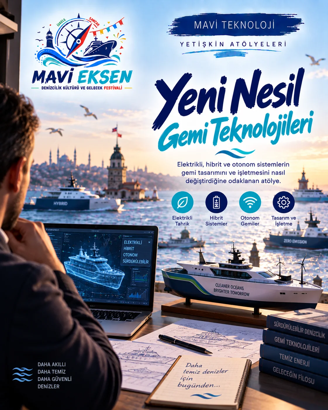 Yeni nesil gemi ve sualtı teknolojilerini anlatan temsilî Mavi Teknoloji görseli